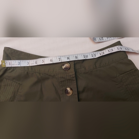Olive Green Button Front Skirt Size 6 Preppy Utility Academia - Picture 6 of 11